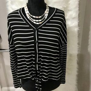 NWT Good Luck Gem Tie Waist Button sweater